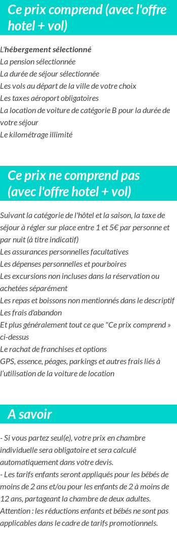 Conditions tarifaires