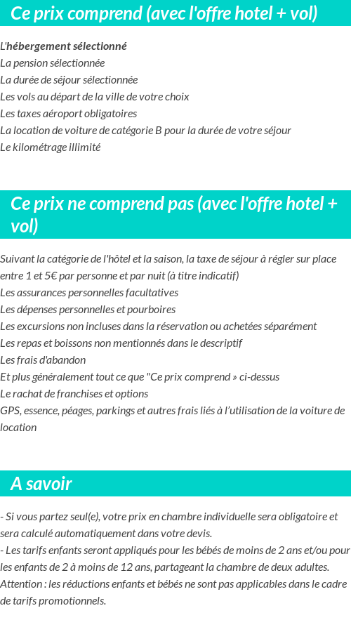 Conditions tarifaires
