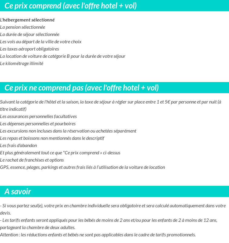 Conditions tarifaires