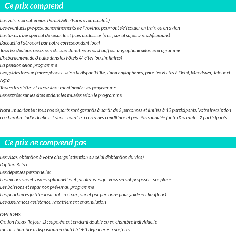 Conditions tarifaires