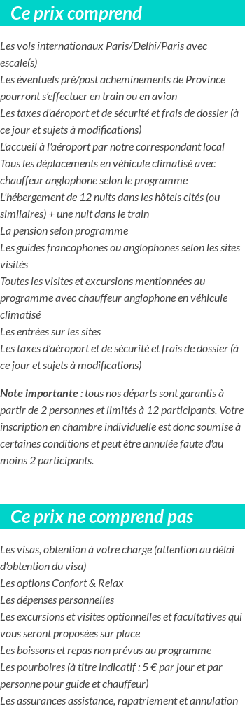 Conditions tarifaires