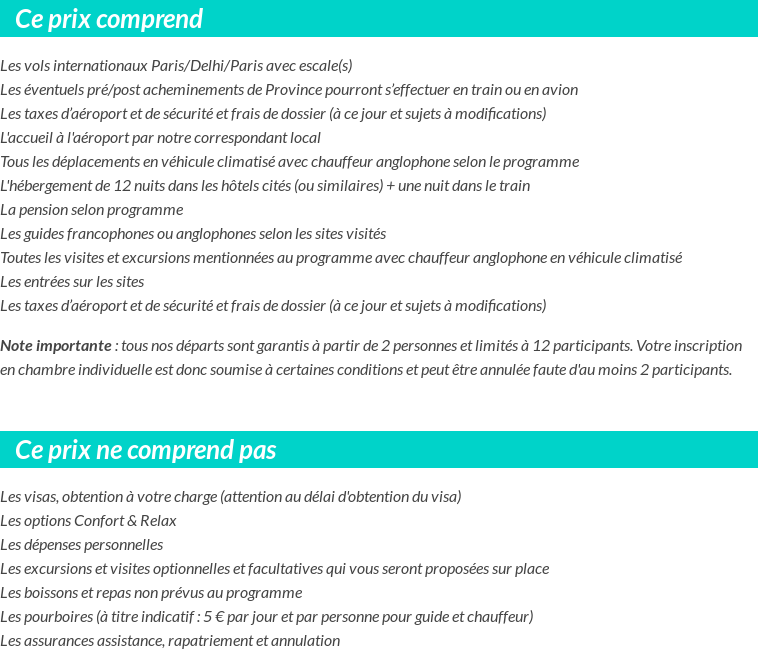 Conditions tarifaires