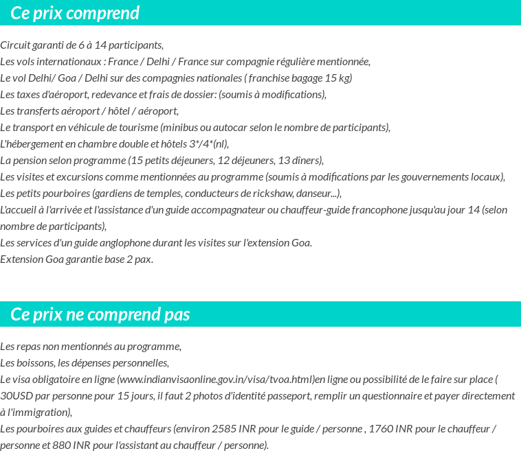 Conditions tarifaires