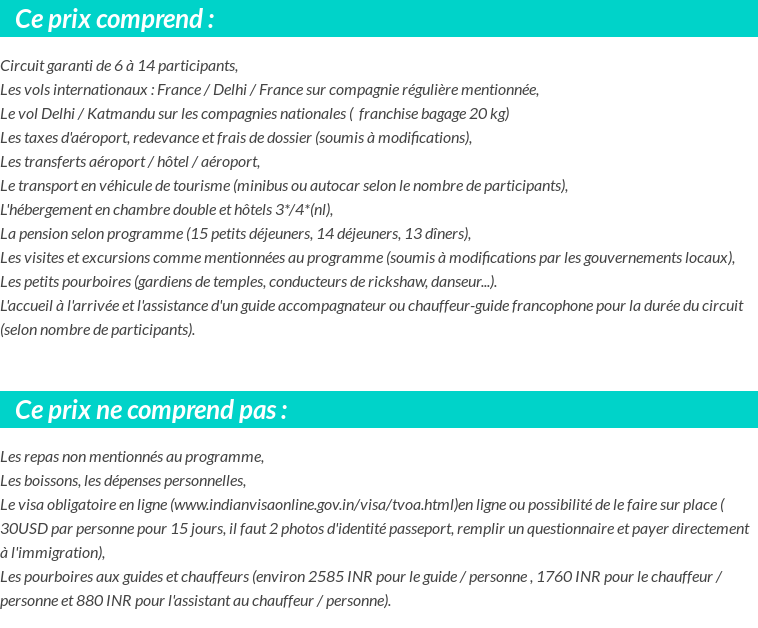 Conditions tarifaires