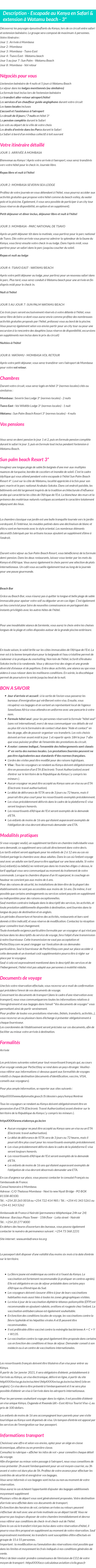 Détails du séjour