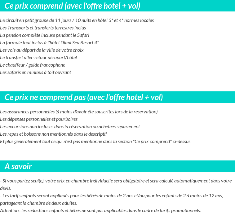 Conditions tarifaires