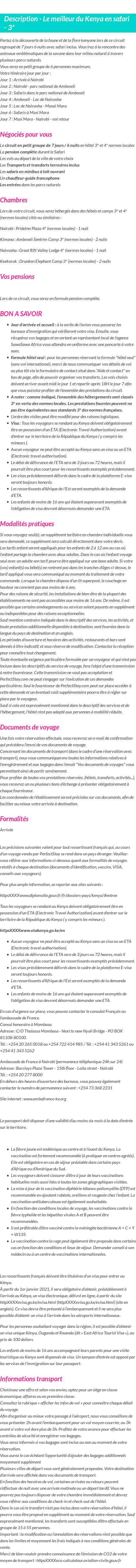 Détails du séjour