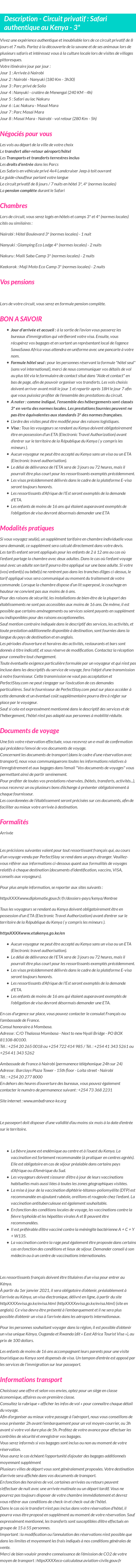 Détails du séjour