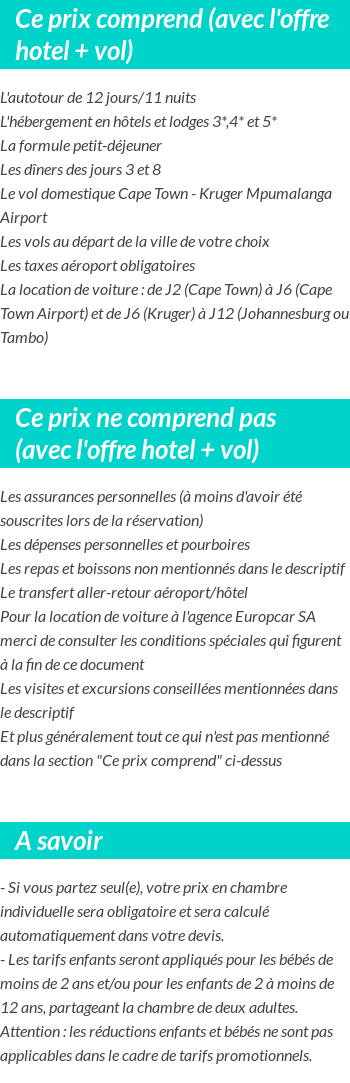 Conditions tarifaires