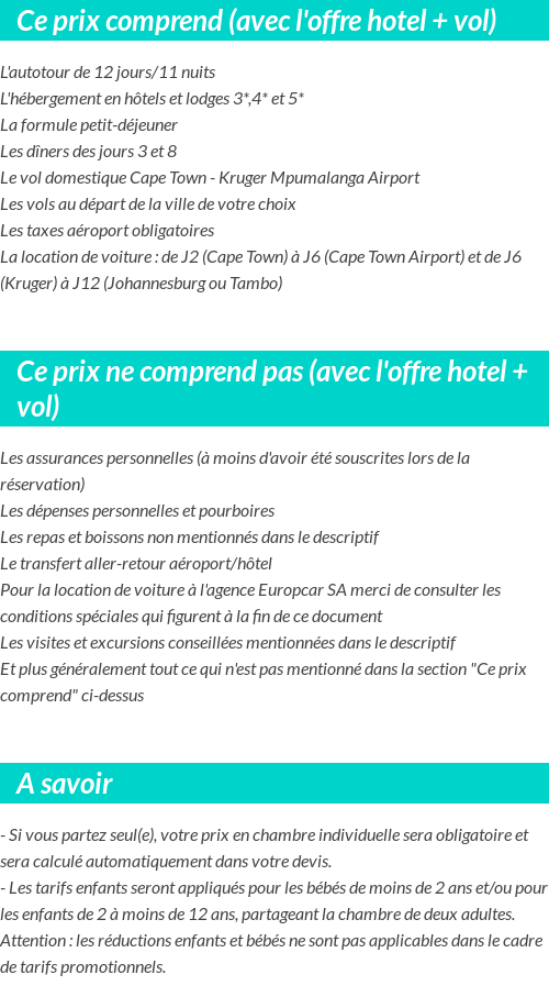 Conditions tarifaires