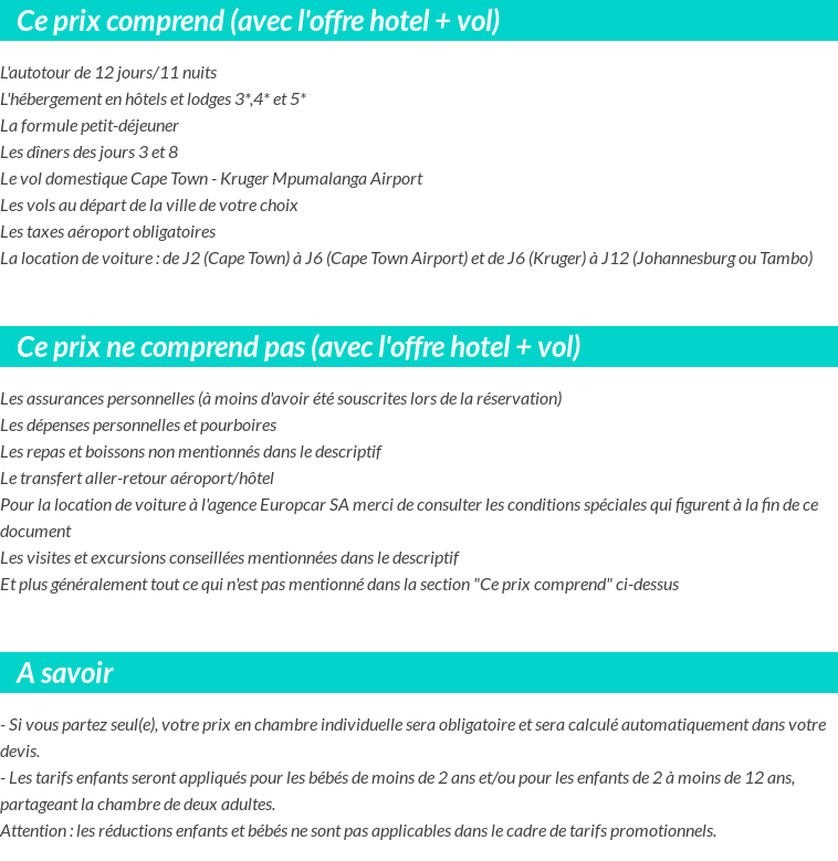 Conditions tarifaires