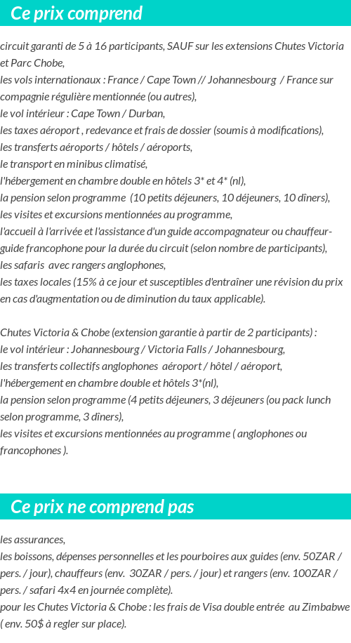 Conditions tarifaires
