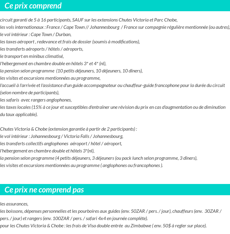 Conditions tarifaires