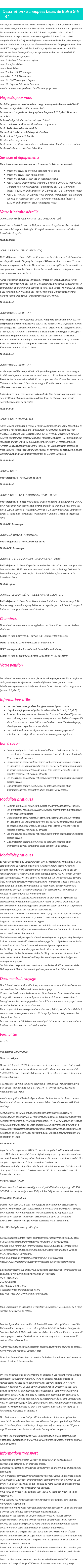 Détails du séjour