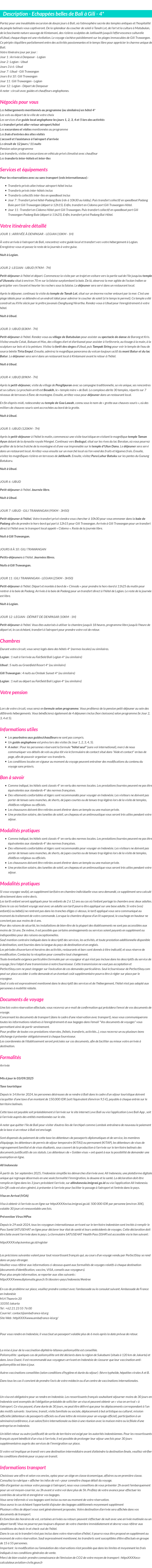 Détails du séjour