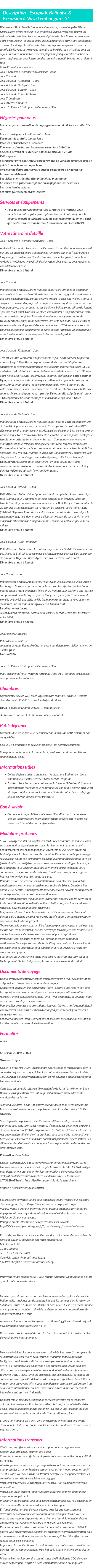 Détails du séjour