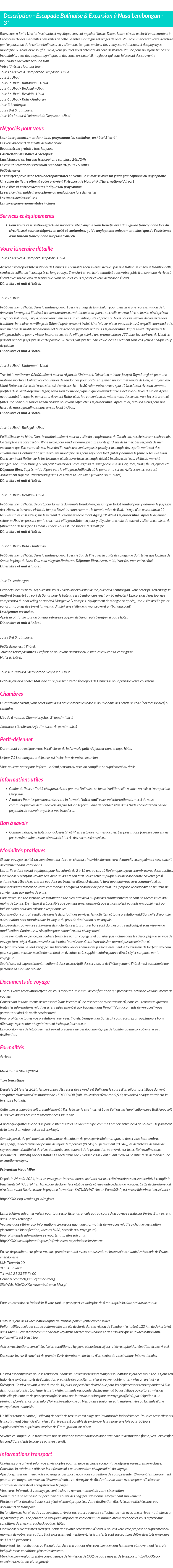 Détails du séjour
