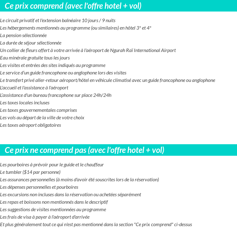 Conditions tarifaires