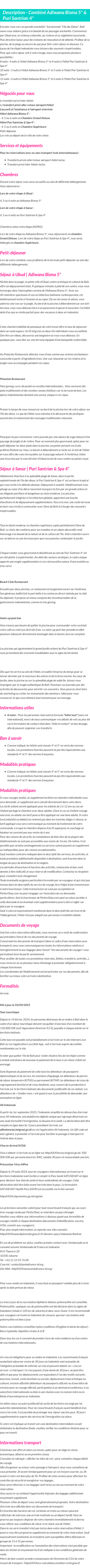 Détails du séjour