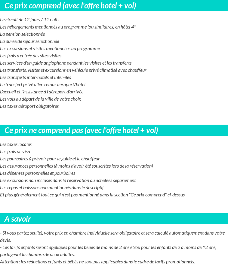 Conditions tarifaires