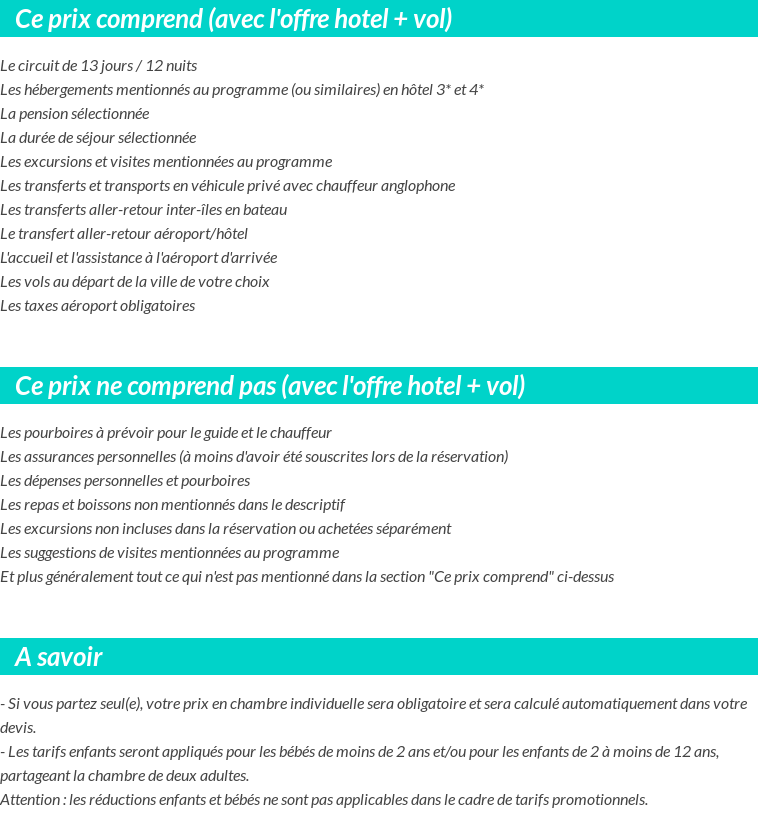 Conditions tarifaires