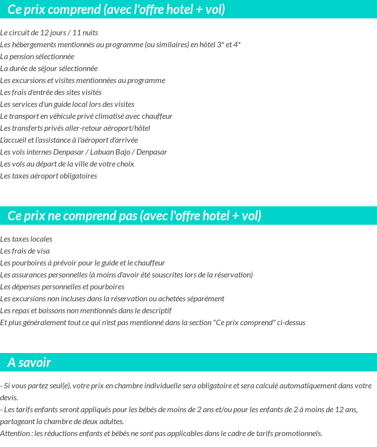 Conditions tarifaires