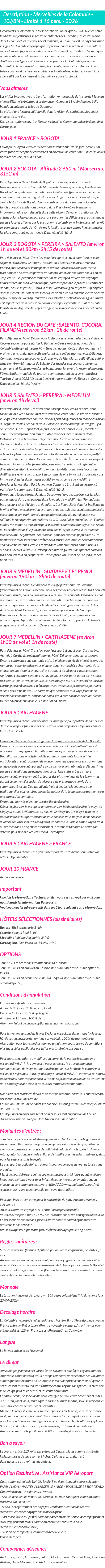 Détails du séjour