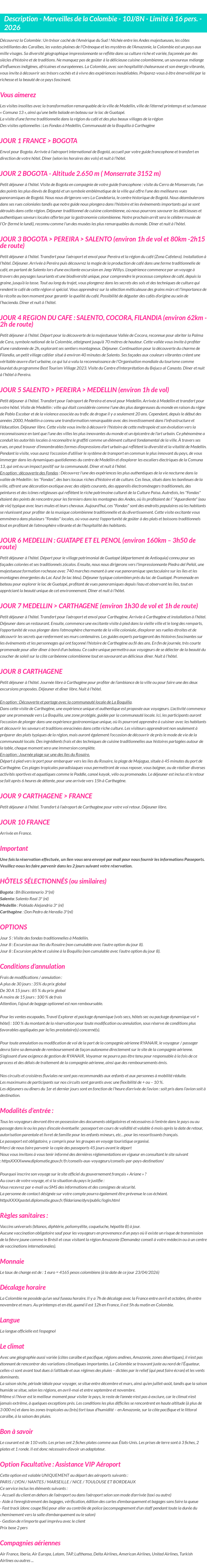 Détails du séjour