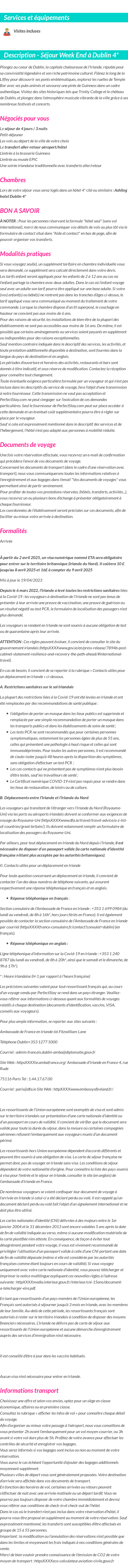 Détails du séjour