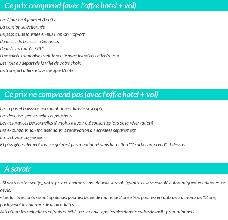 Conditions tarifaires