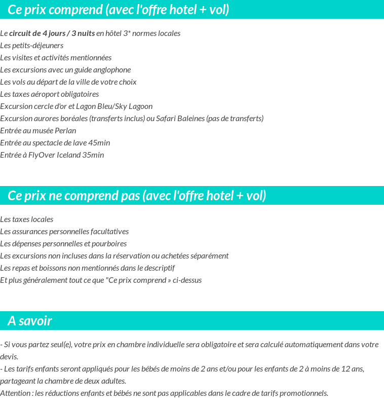 Conditions tarifaires