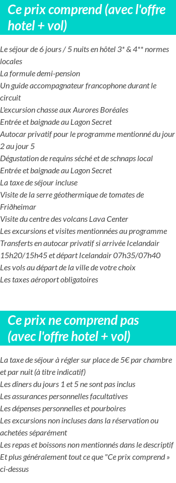 Conditions tarifaires