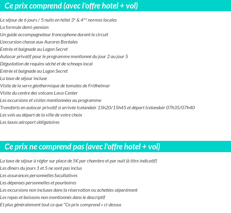 Conditions tarifaires