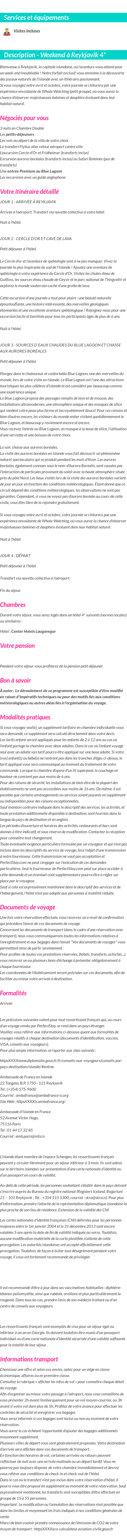 Détails du séjour