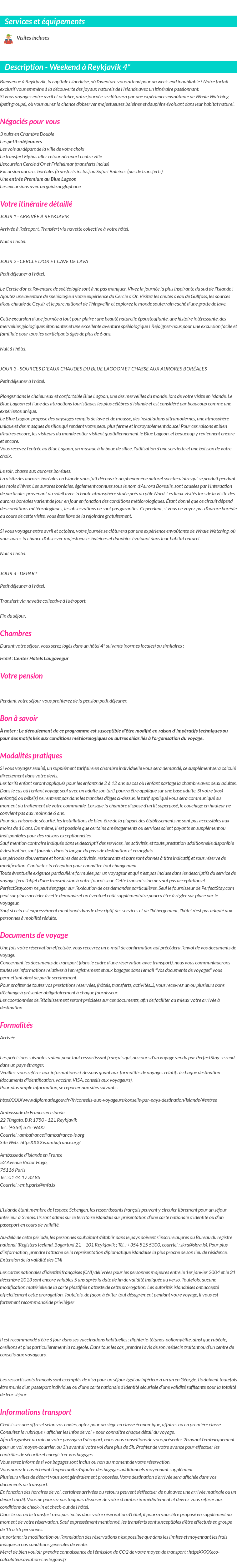 Détails du séjour