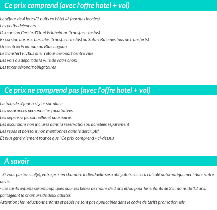 Conditions tarifaires
