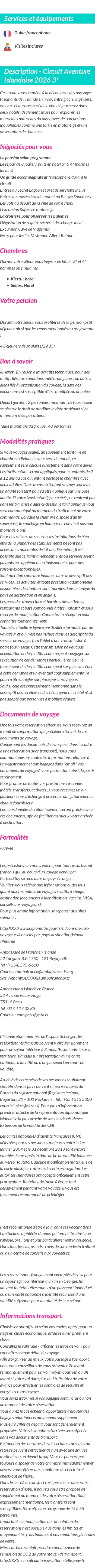 Détails du séjour