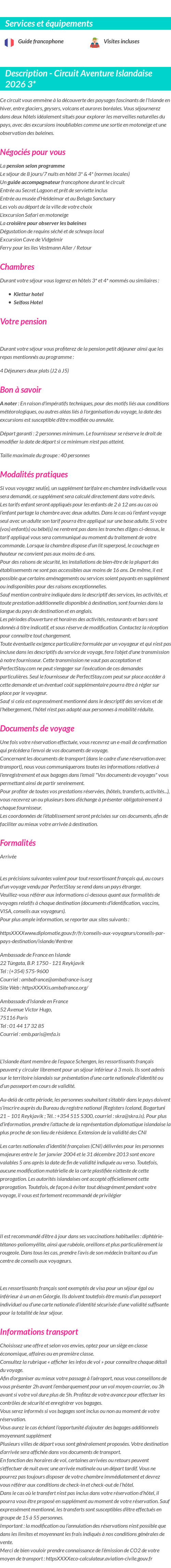 Détails du séjour