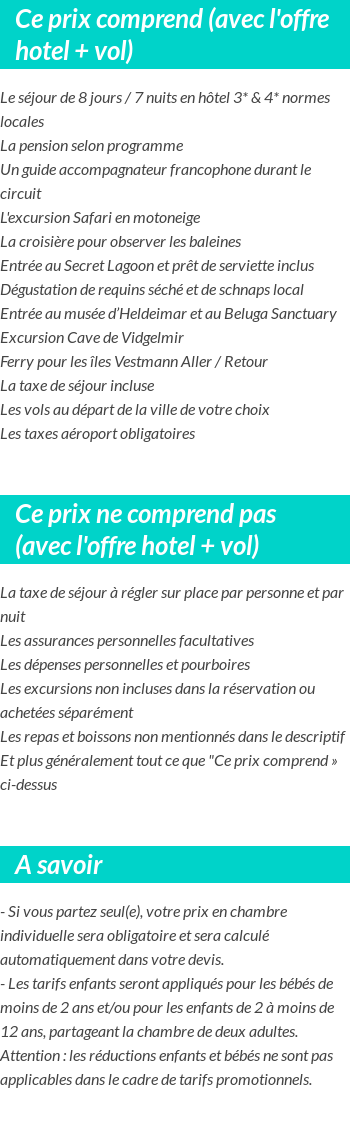 Conditions tarifaires