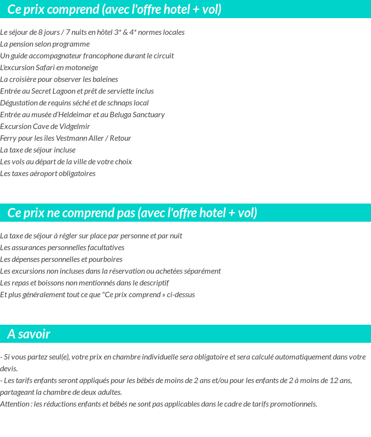 Conditions tarifaires