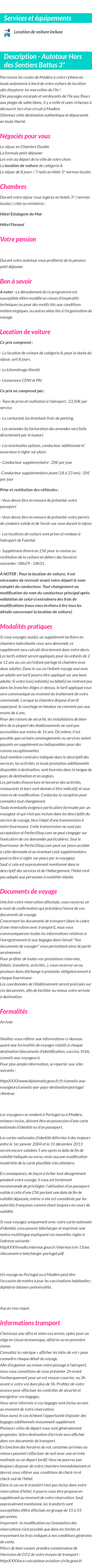Détails du séjour