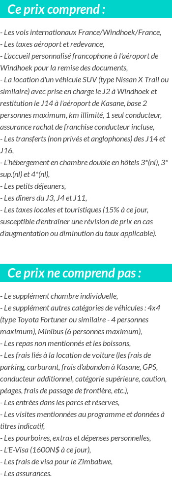 Conditions tarifaires