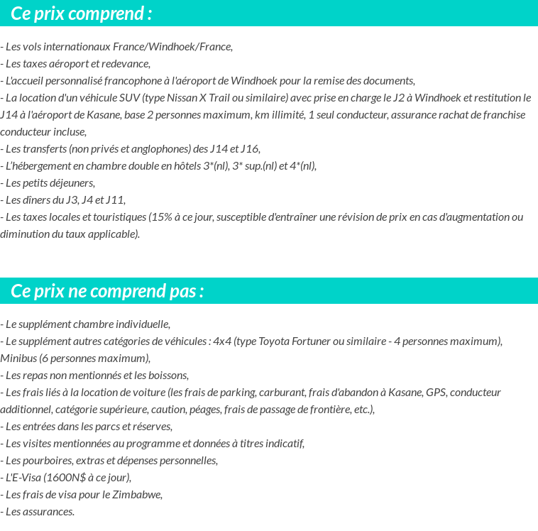 Conditions tarifaires