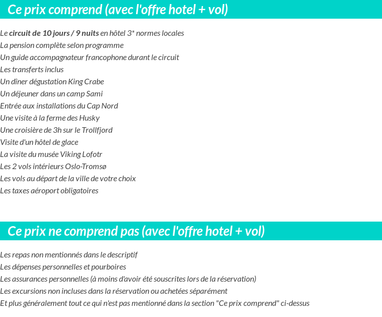 Conditions tarifaires