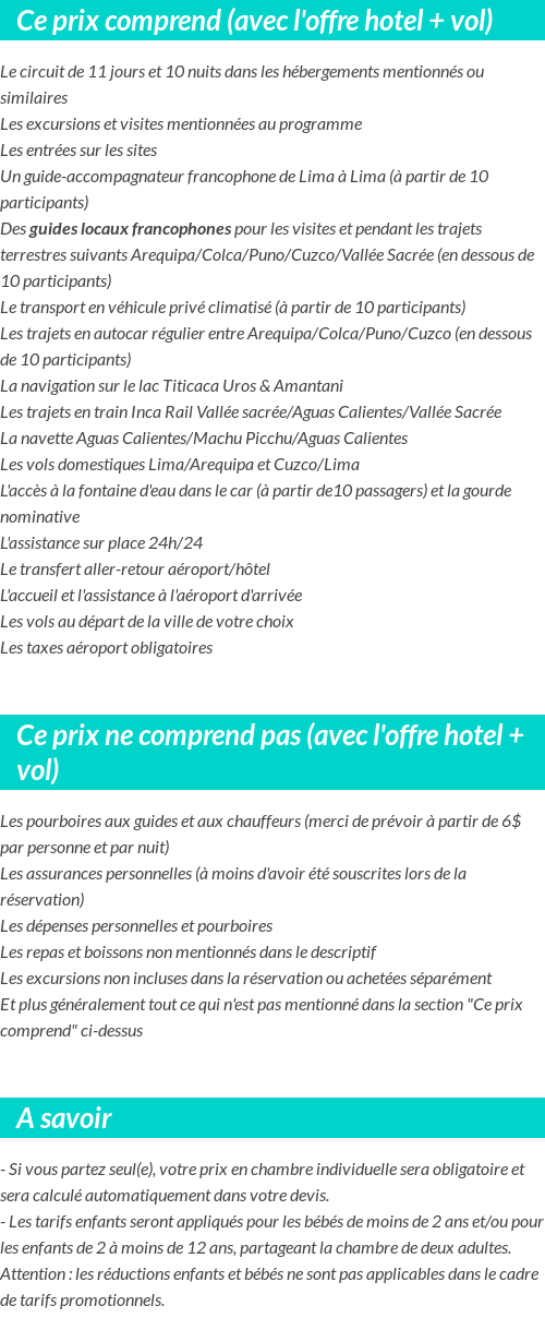 Conditions tarifaires