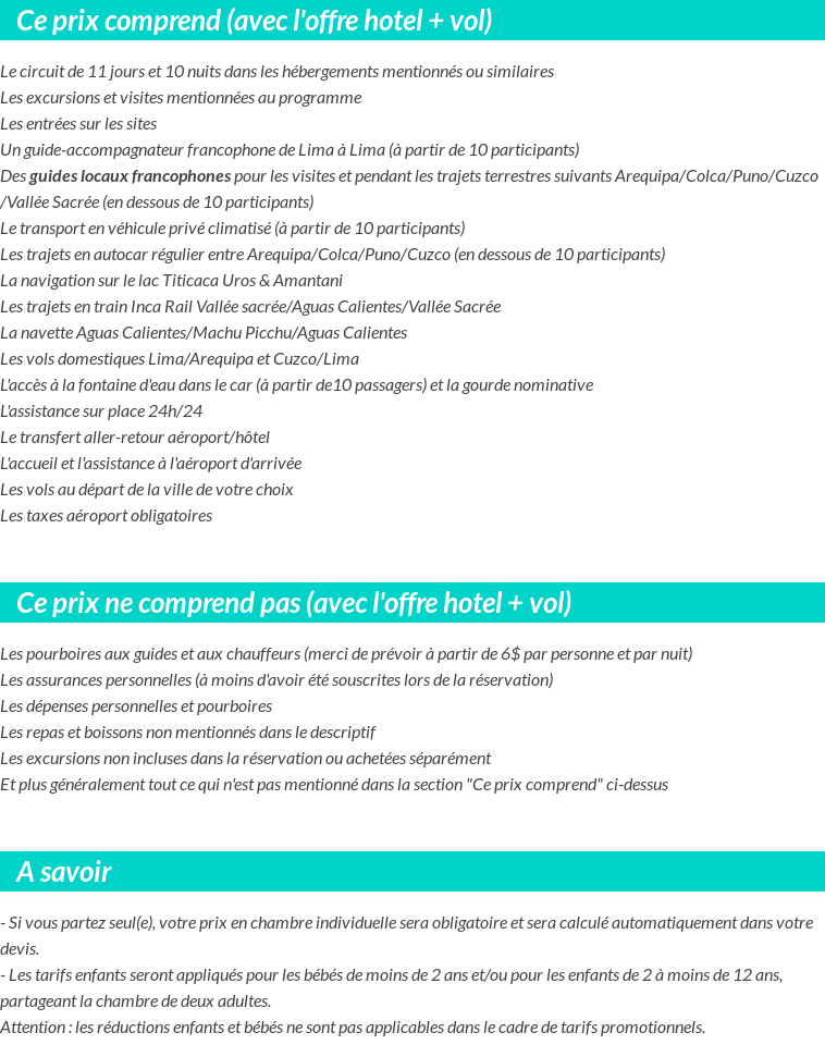 Conditions tarifaires