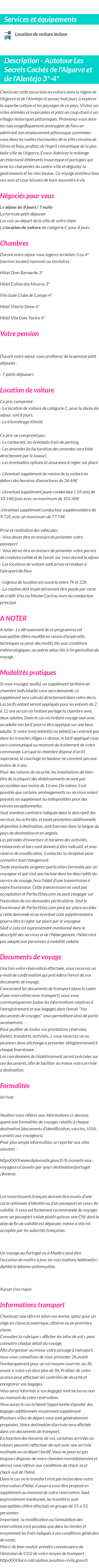 Détails du séjour