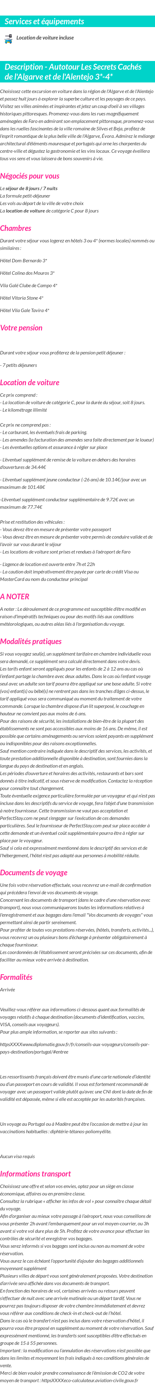 Détails du séjour