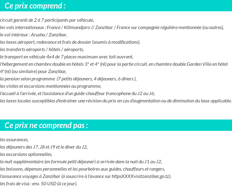 Conditions tarifaires
