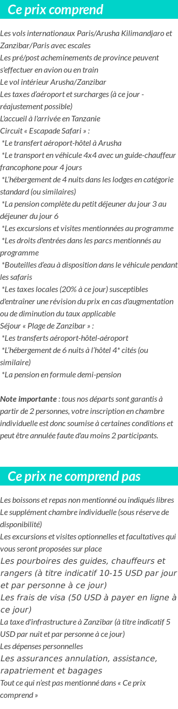 Conditions tarifaires